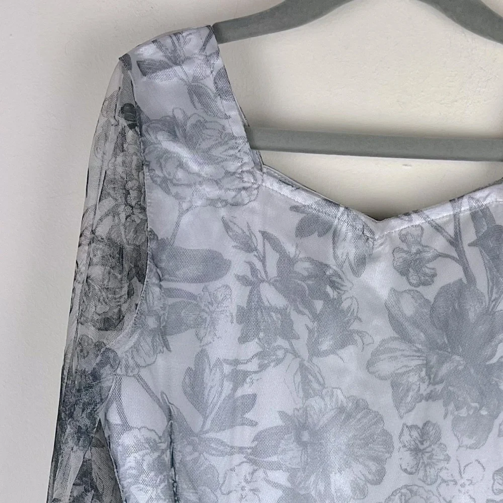 Joyfolie | Prairie Cottagecore Fairy Floral Layla Dress Grey Silver | 8 - Picture 6 of 11